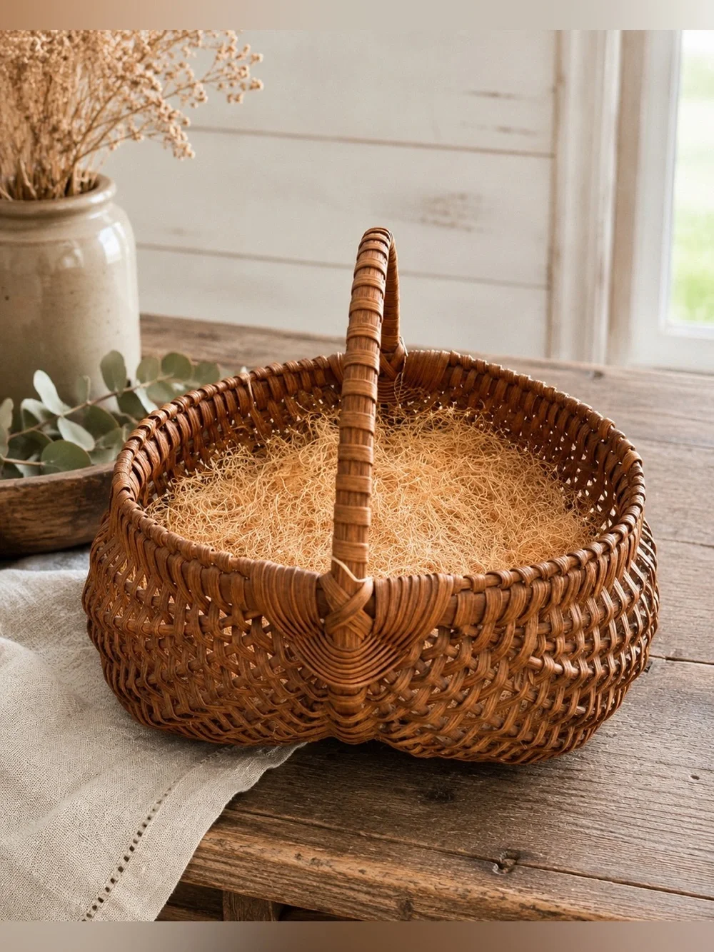 Vintage Woven Butt Basket Buttocks Egg Gathering Basket Rustic Farmhouse
